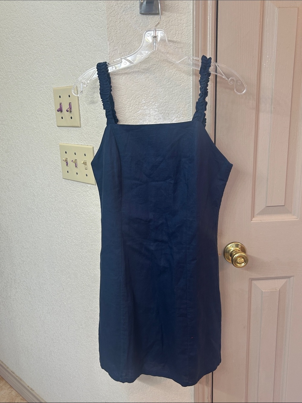 Navy Blue Sleeveless Square-Neck Dress